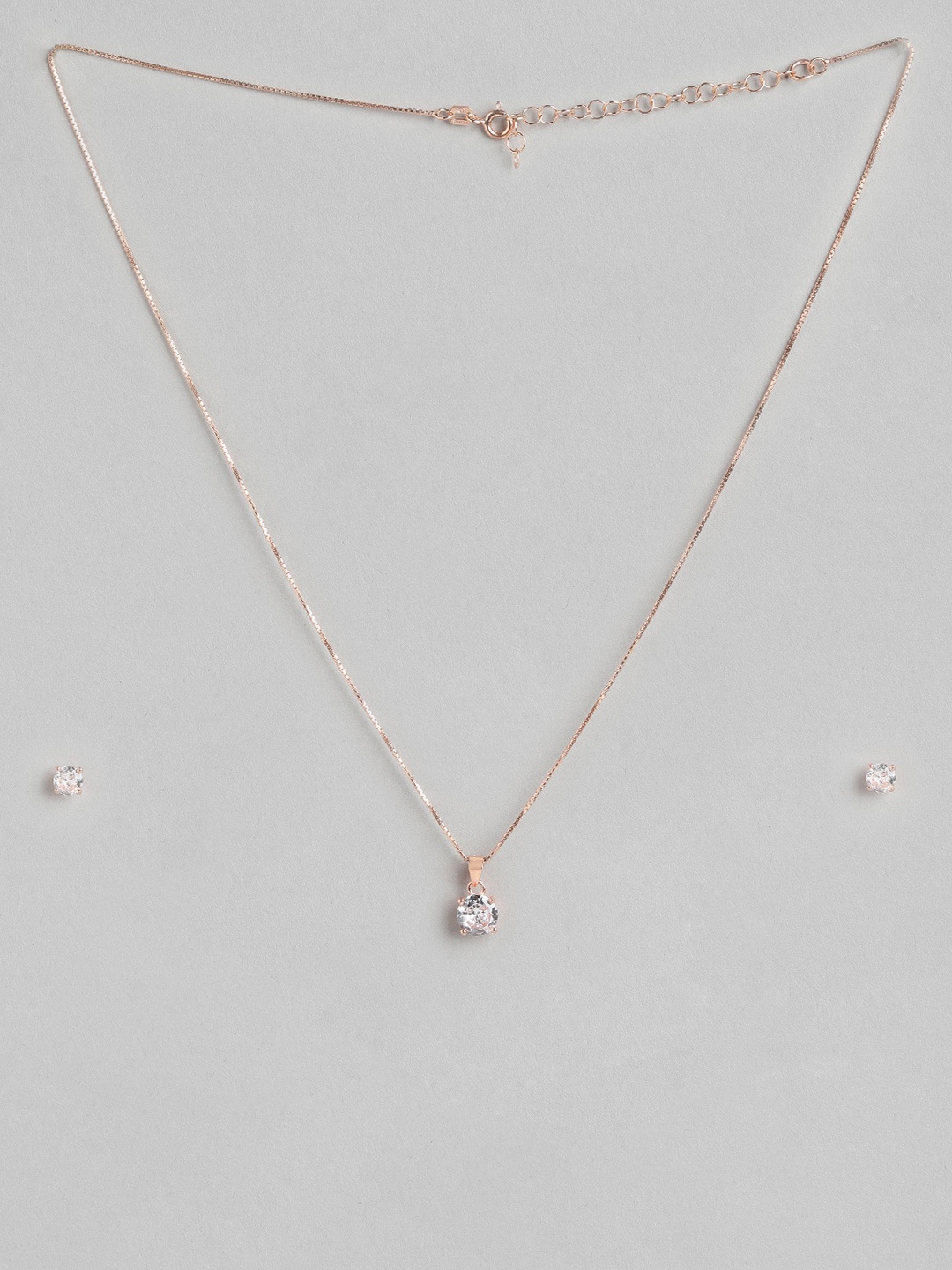 

Zavya Sensational Solitaire Rose-Gold 925 Sterling Silver Cubic Zirconia Jewellery Set