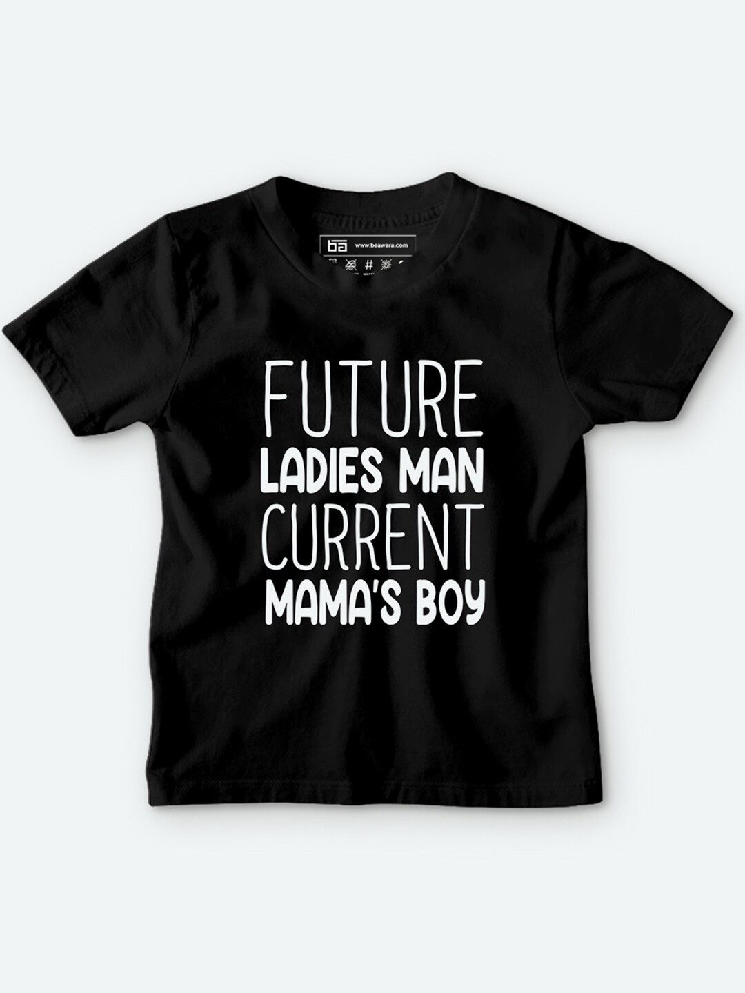 

BE AWARA Kids Black & White Typography Printed T-shirt