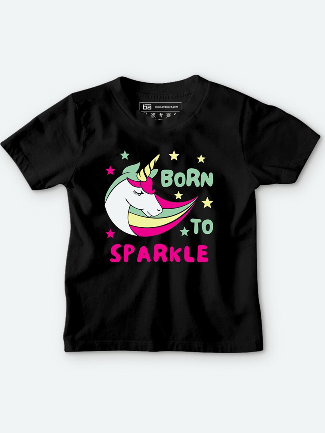 

BE AWARA Kids Black Printed T-shirt
