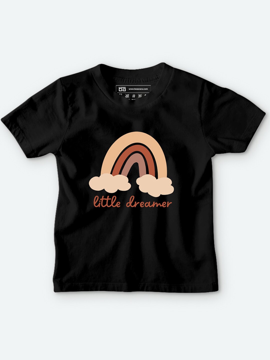

BE AWARA Kids Black Printed Cotton T-shirt