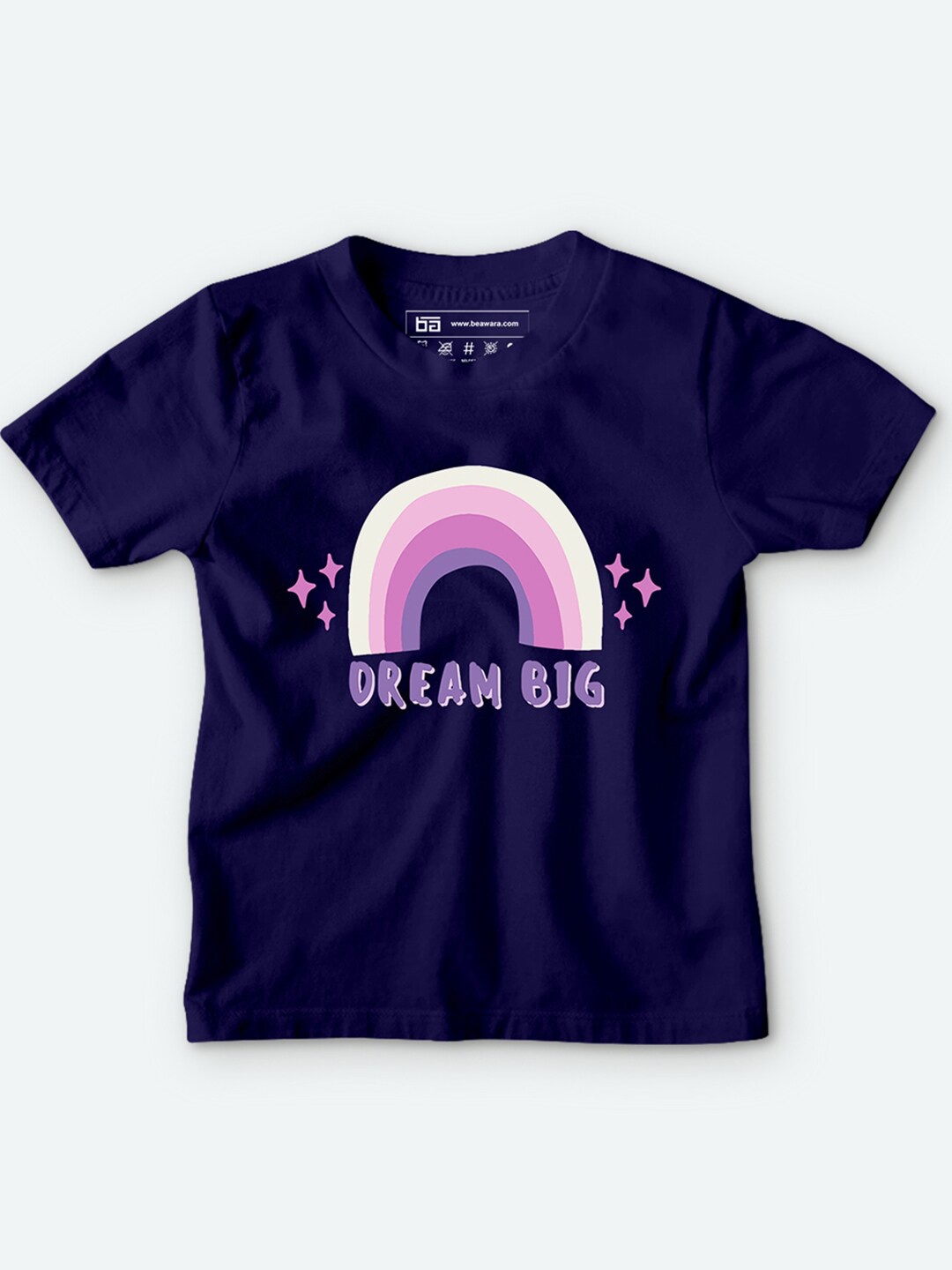 BE AWARA Kids Navy Blue Printed T-shirt