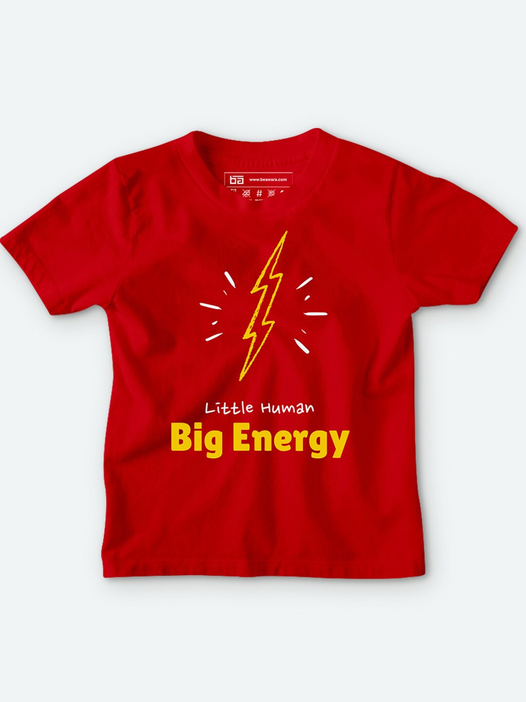

BE AWARA Kids Red Typography Printed T-shirt