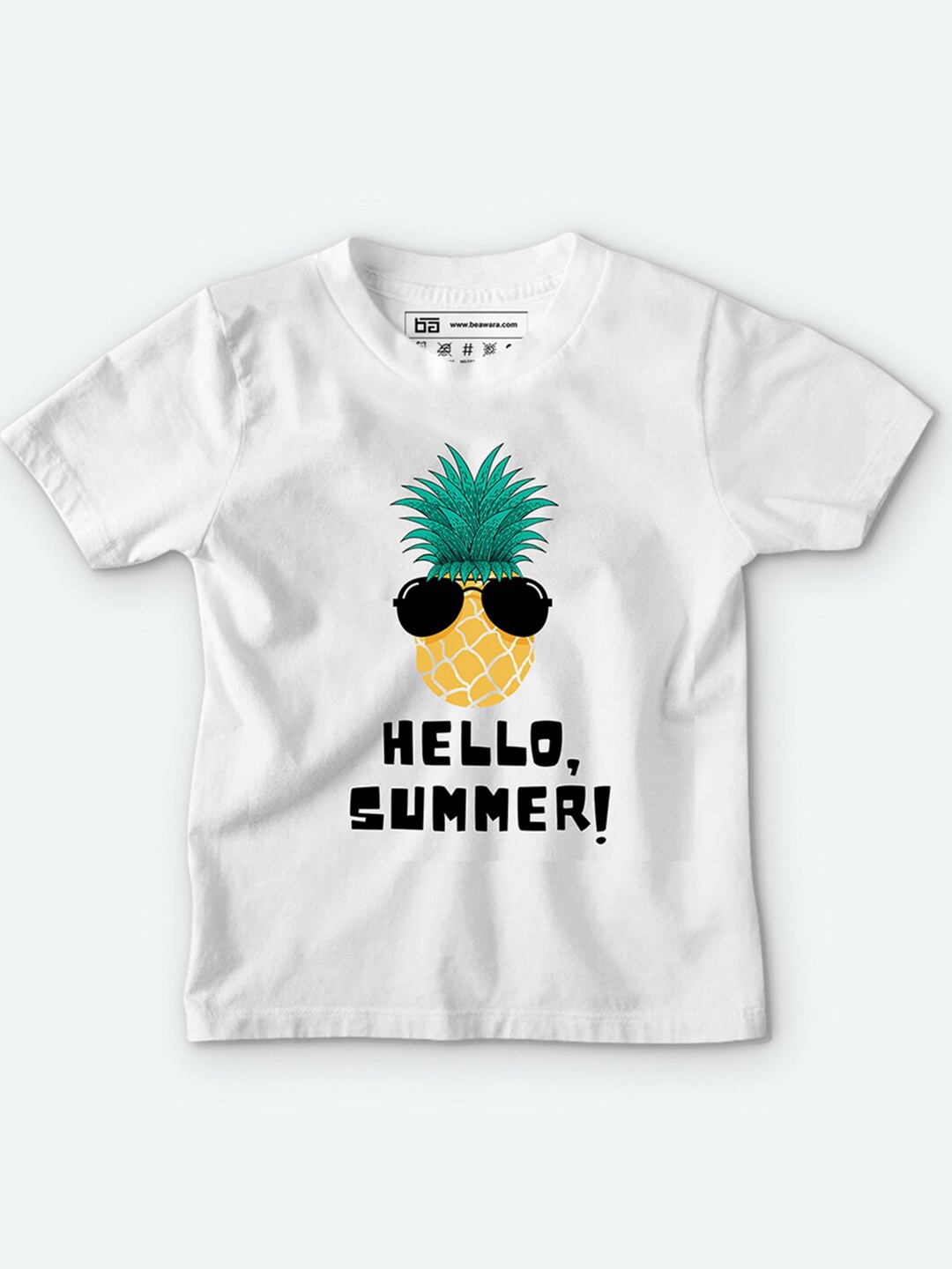 

BE AWARA Kids White Typography Printed Cotton T-shirt