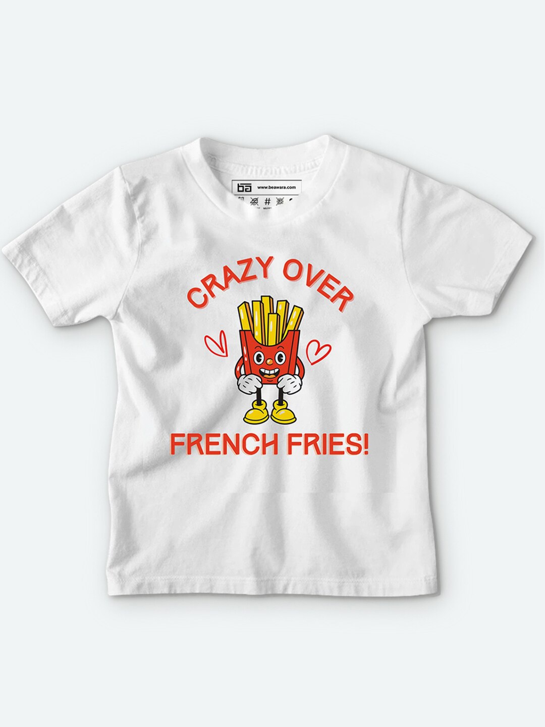 

BE AWARA Kids White rench Fries Printed T-shirt