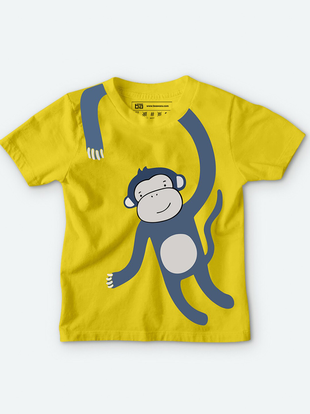 

BE AWARA Kids Yellow Printed Cotton T-shirt