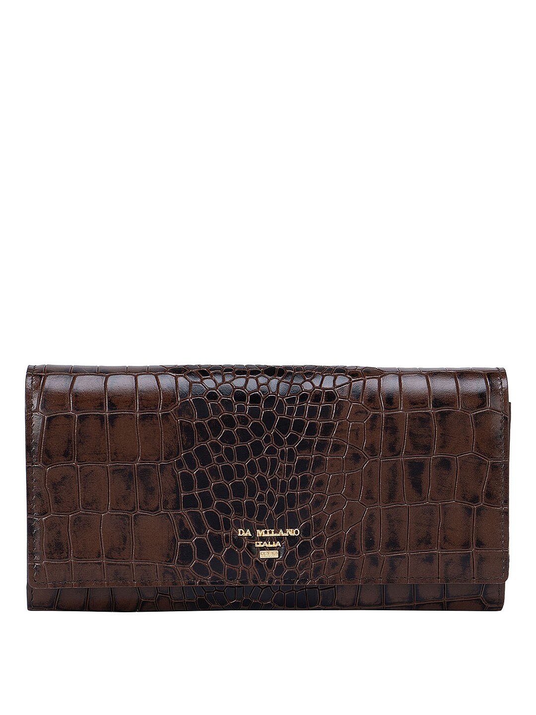 

Da Milano Women Brown Animal Textured Leather Envelope Wallet