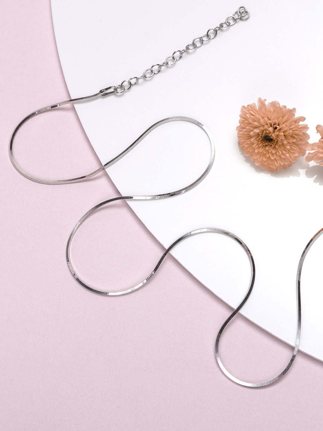 

Zavya Minimal Snake 925 Sterling Silver Rhodium-Plated Chain