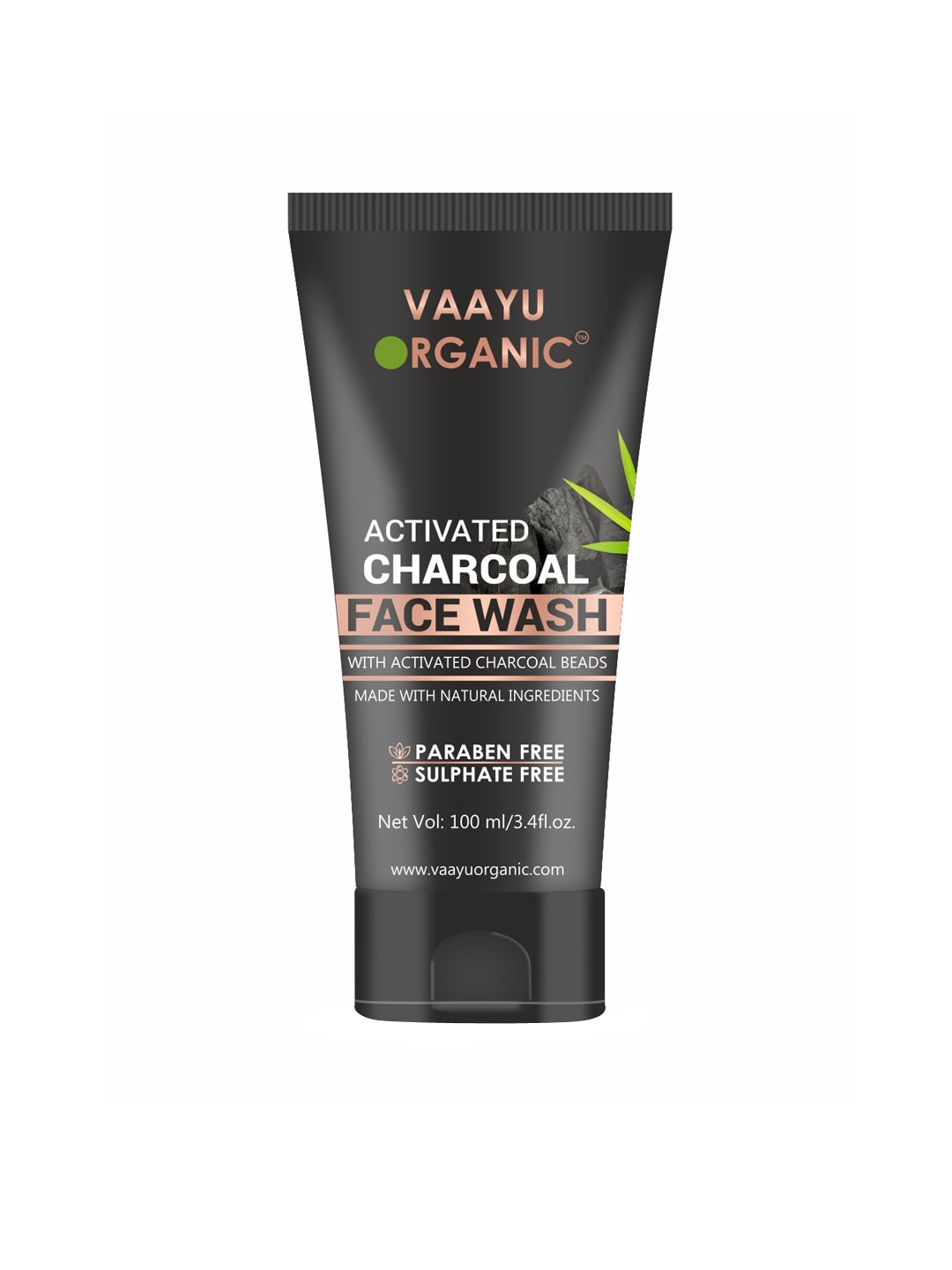 

VAAYU ORGANIC Activated Charcoal Face Wash with Charcoal Beads & Menthol 100 ml, Grey