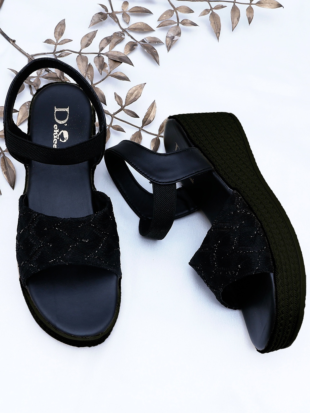 

DChica Girls Navy Blue Textured Party Wedge Heels