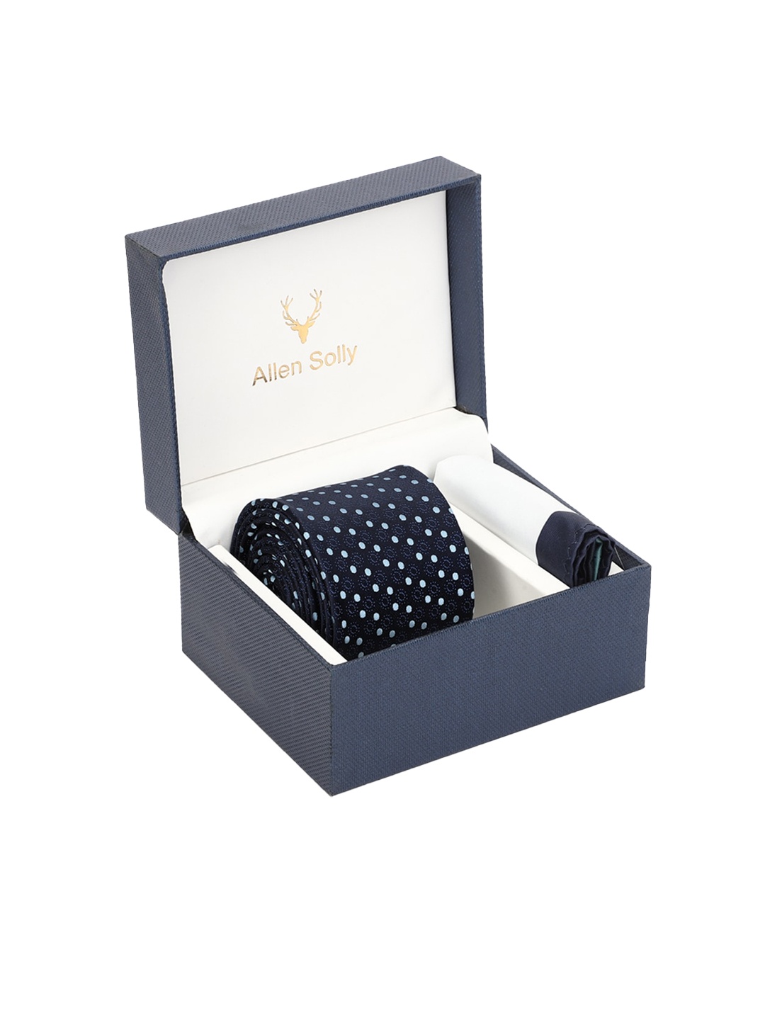 

Allen Solly Men Navy Blue & White Printed Tie & Pocket Square Accessory Gift Set