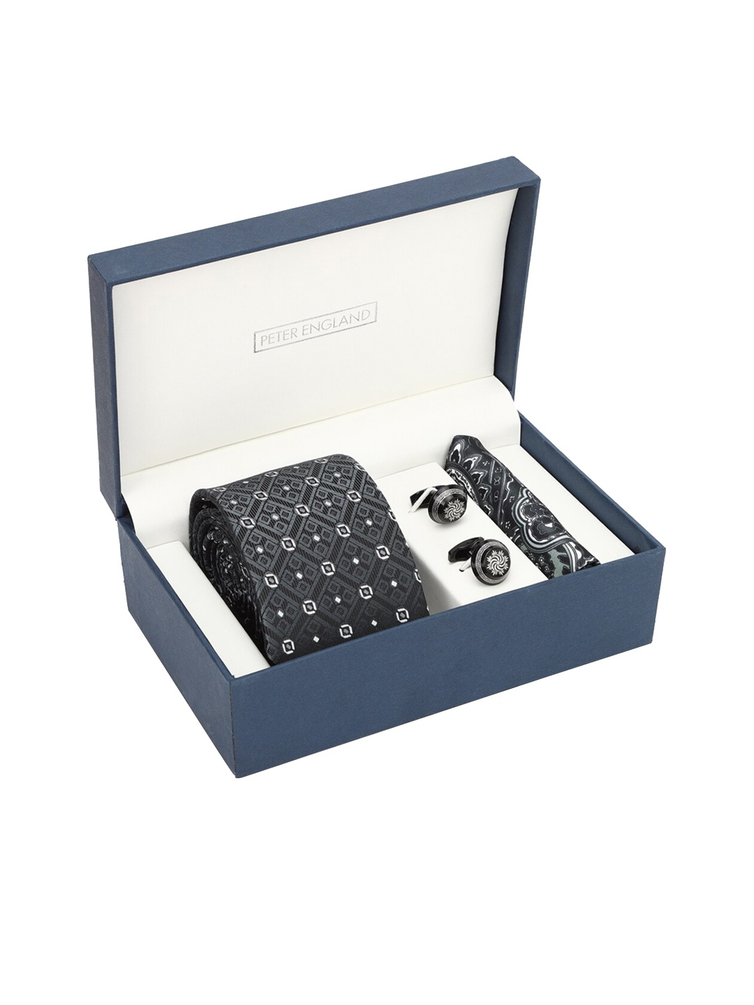 

Peter England Men Black & White Printed Accessory Gift Set
