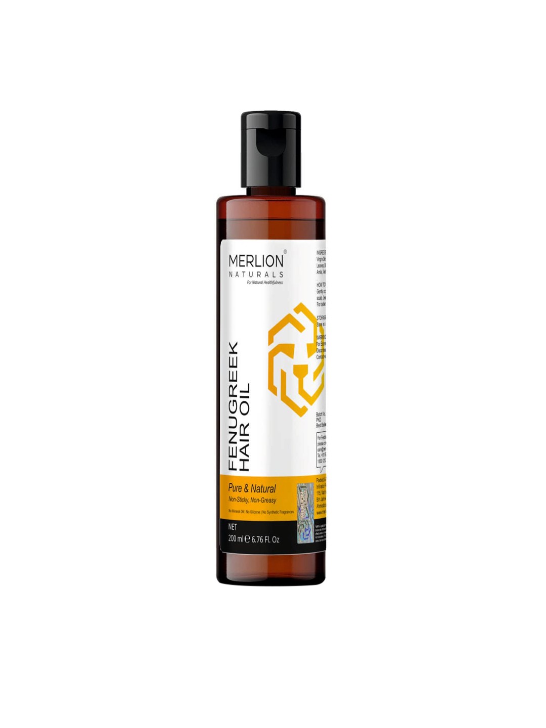 

MERLION NATURALS Pure & Natural Non-Sticky Fenugreek Hair Oil - 200ml, Brown