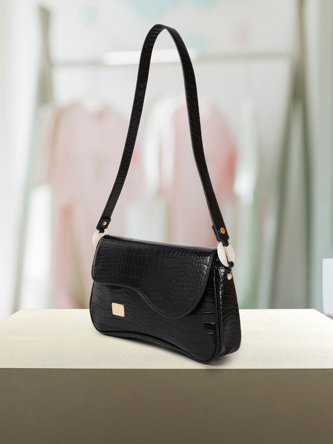 

Van Heusen Black Animal Textured Structured Shoulder Bag