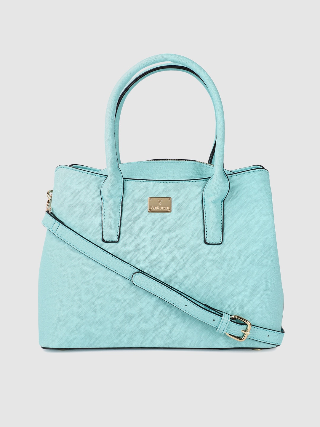 

Van Heusen Women Blue Solid Structured Handheld Bag
