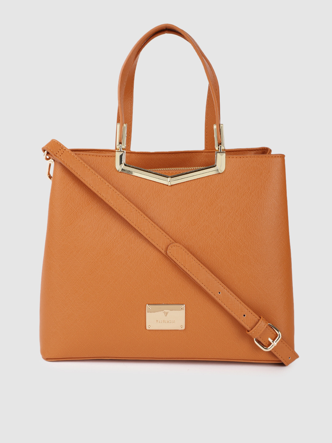 

Van Heusen Tan Brown Solid Structured Handheld Bag