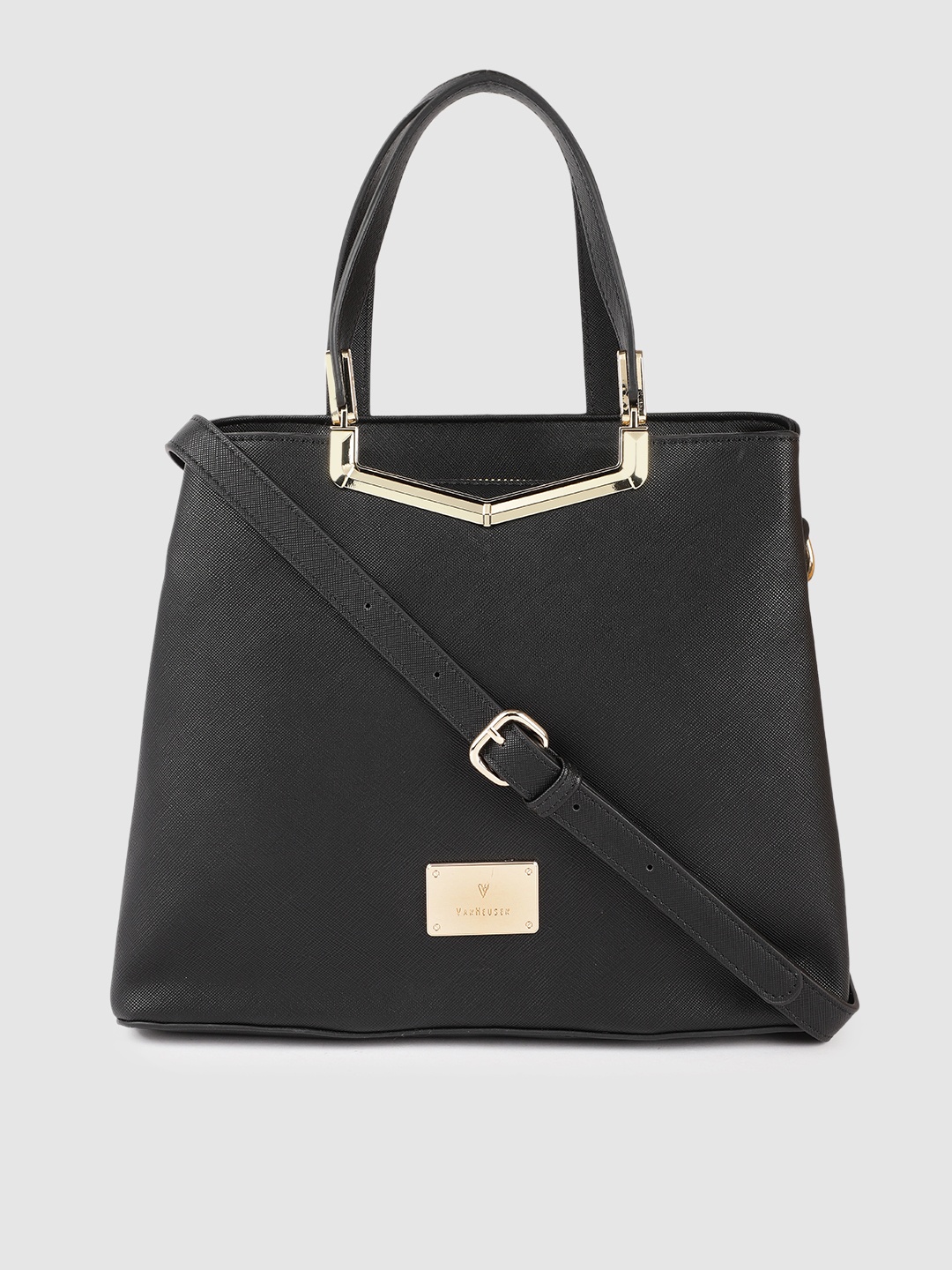 

Van Heusen Black Solid Structured Handheld Bag
