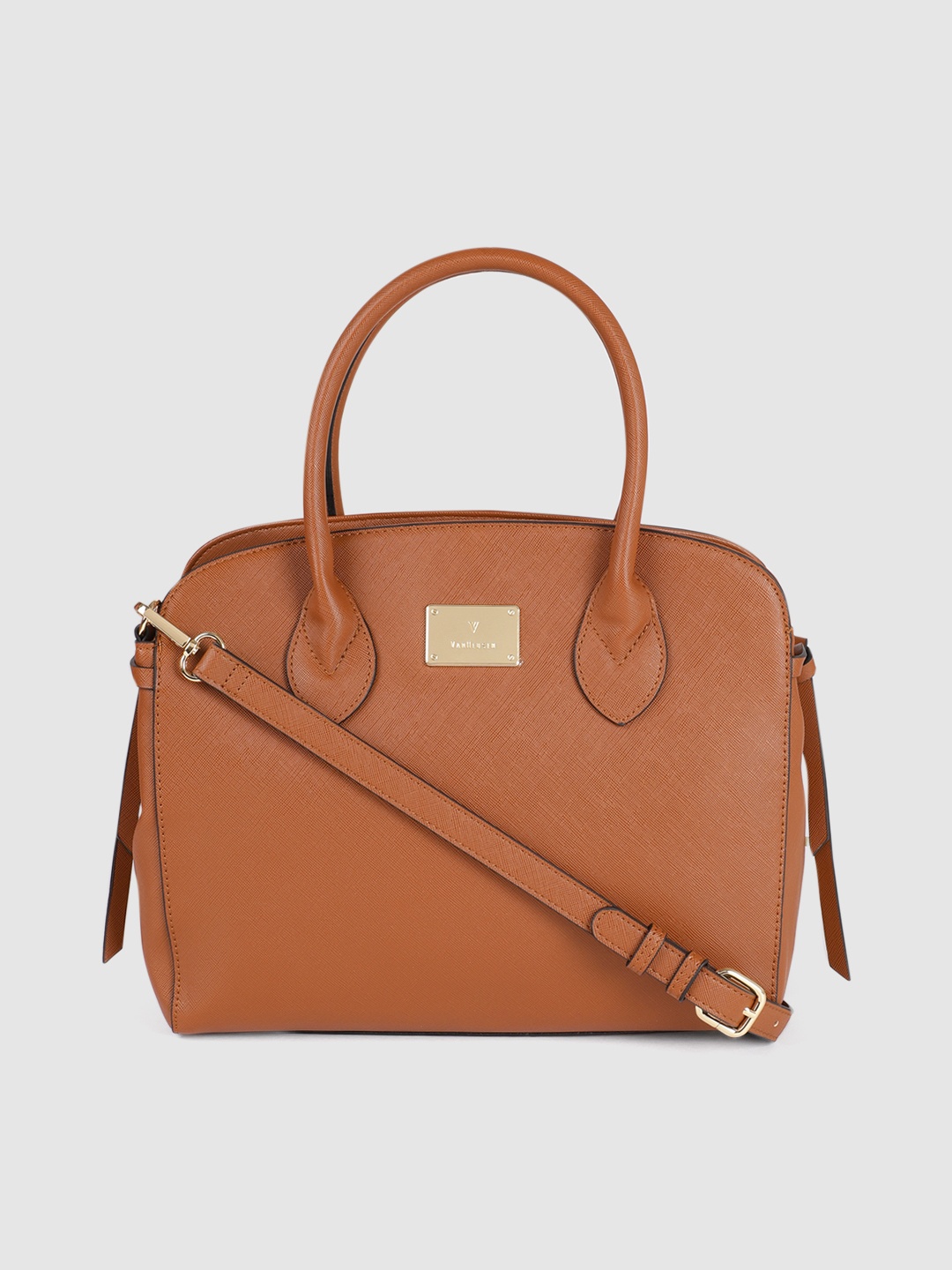 

Van Heusen Tan Brown Solid Structured Handheld Bag