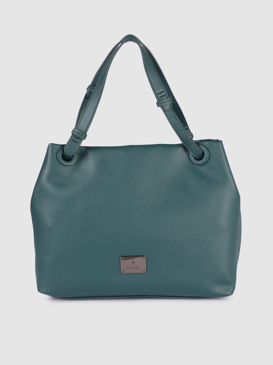 

Van Heusen Teal Green Solid Structured Shoulder Bag