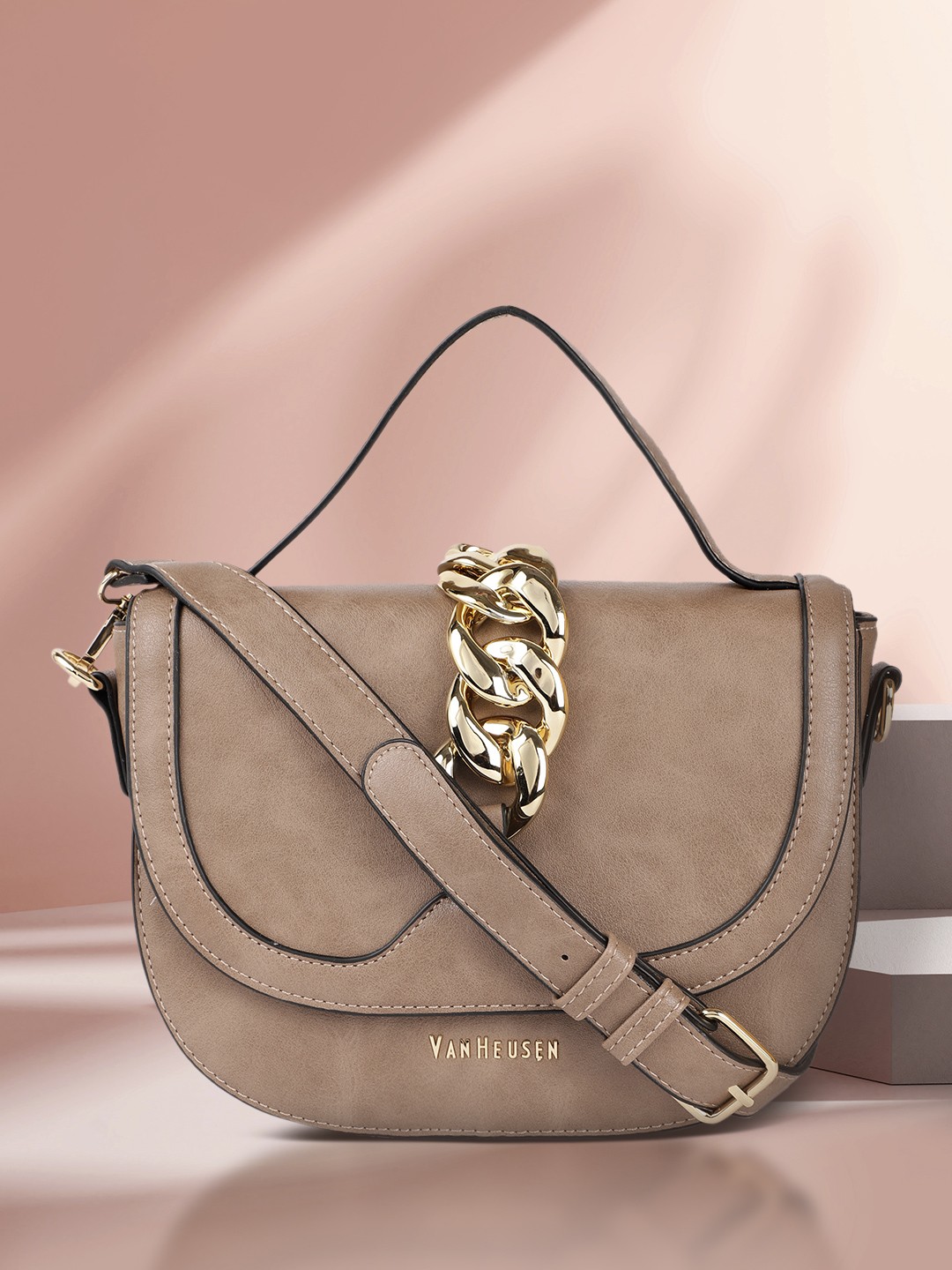 

Van Heusen Brown Solid Half Moon Satchel