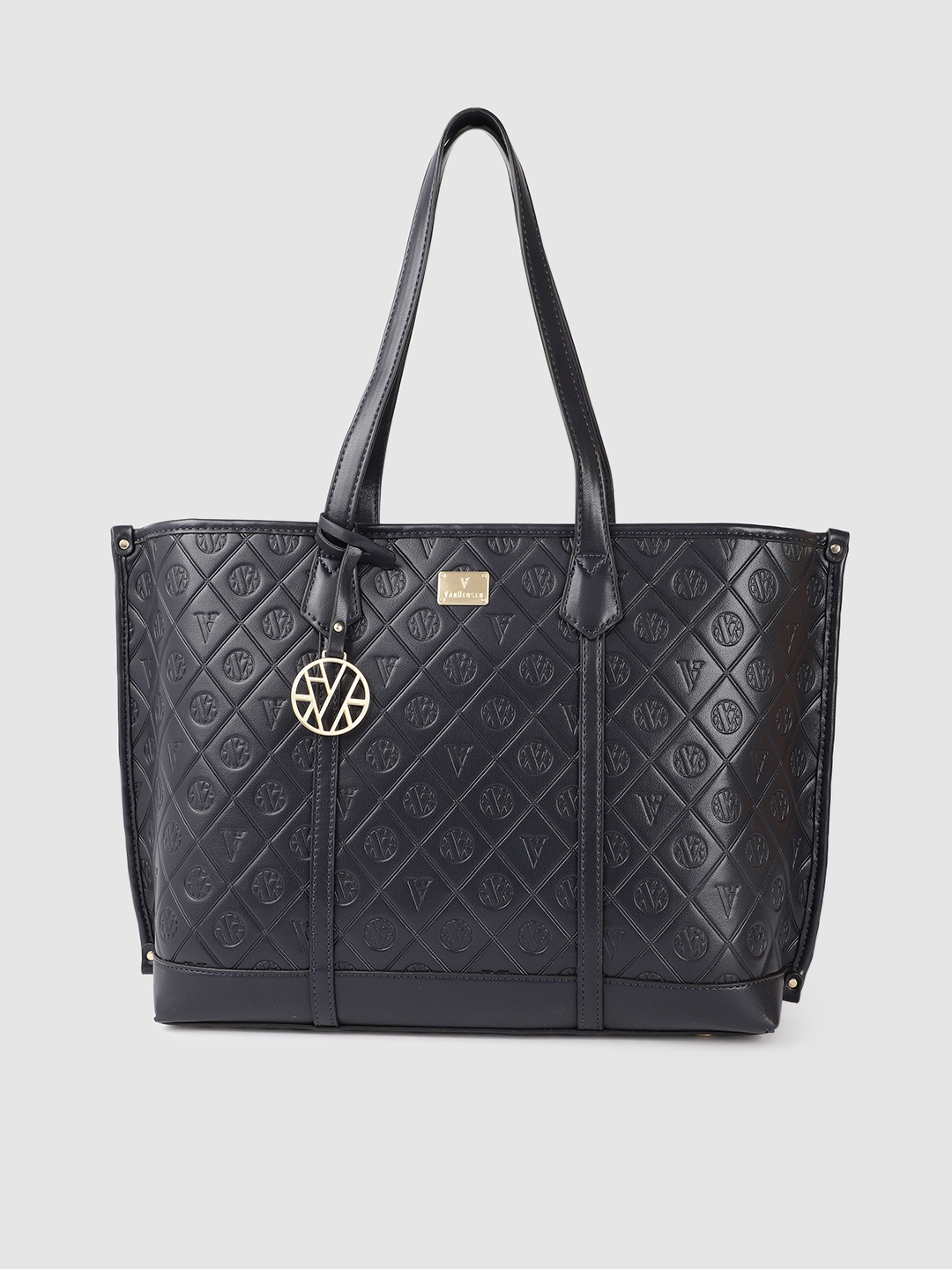 

Van Heusen Navy Blue Textured Structured Shoulder Bag