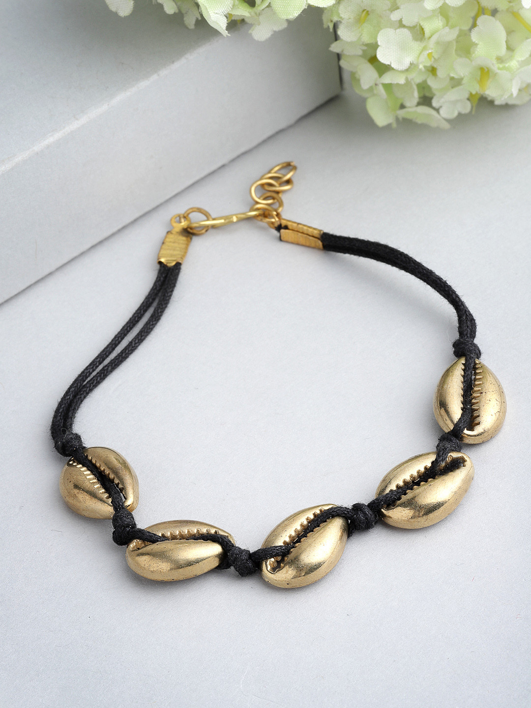 

PANASH Unisex Black Brass Gold-Plated Charm Bracelet