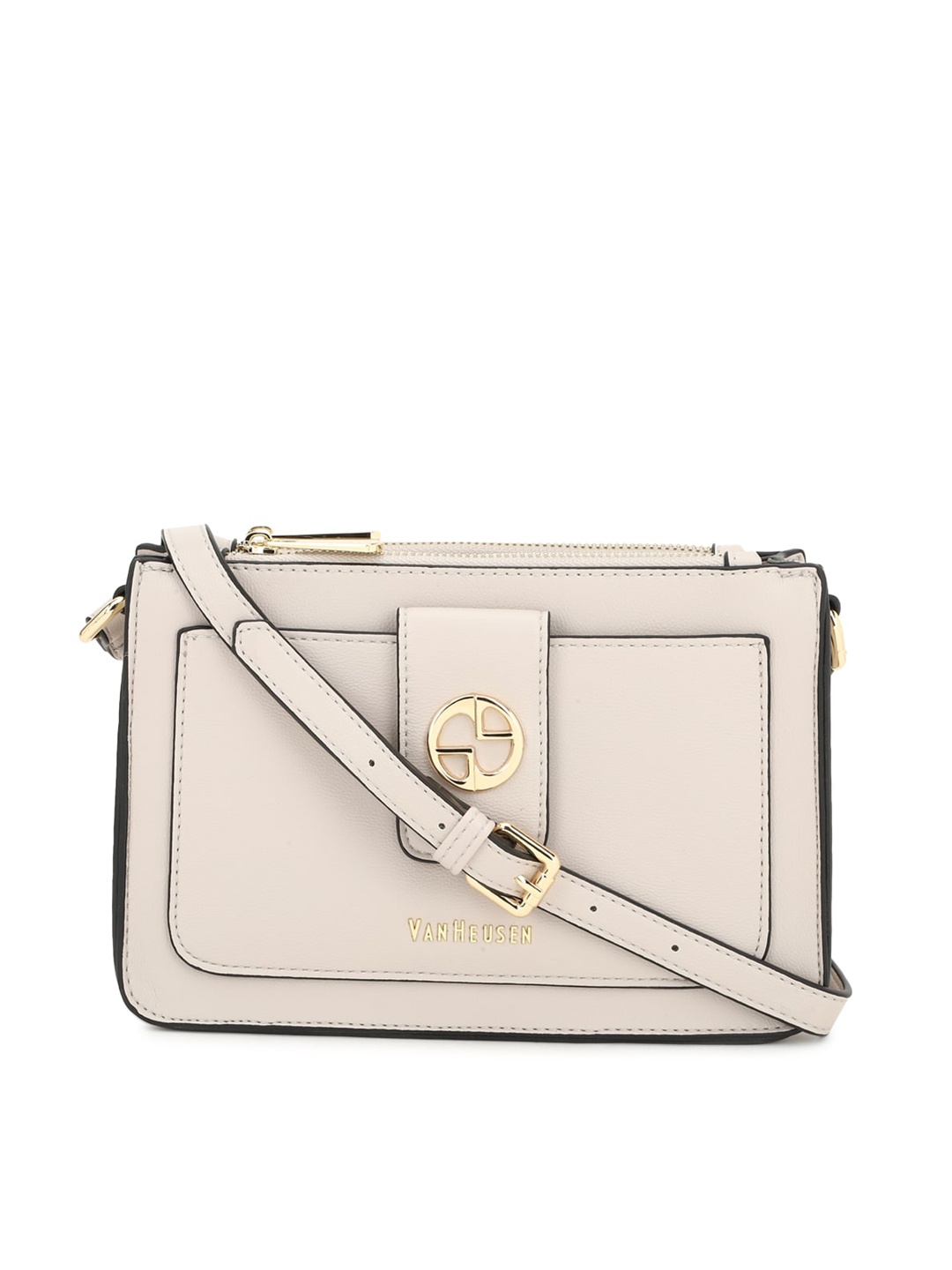 

Van Heusen Woman Beige PU Structured Sling Bag