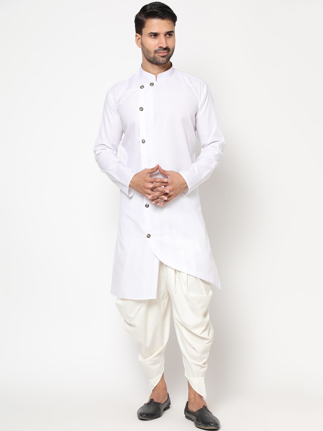 

RUDRAKSH Men White Linen Kurta with Pyjamas