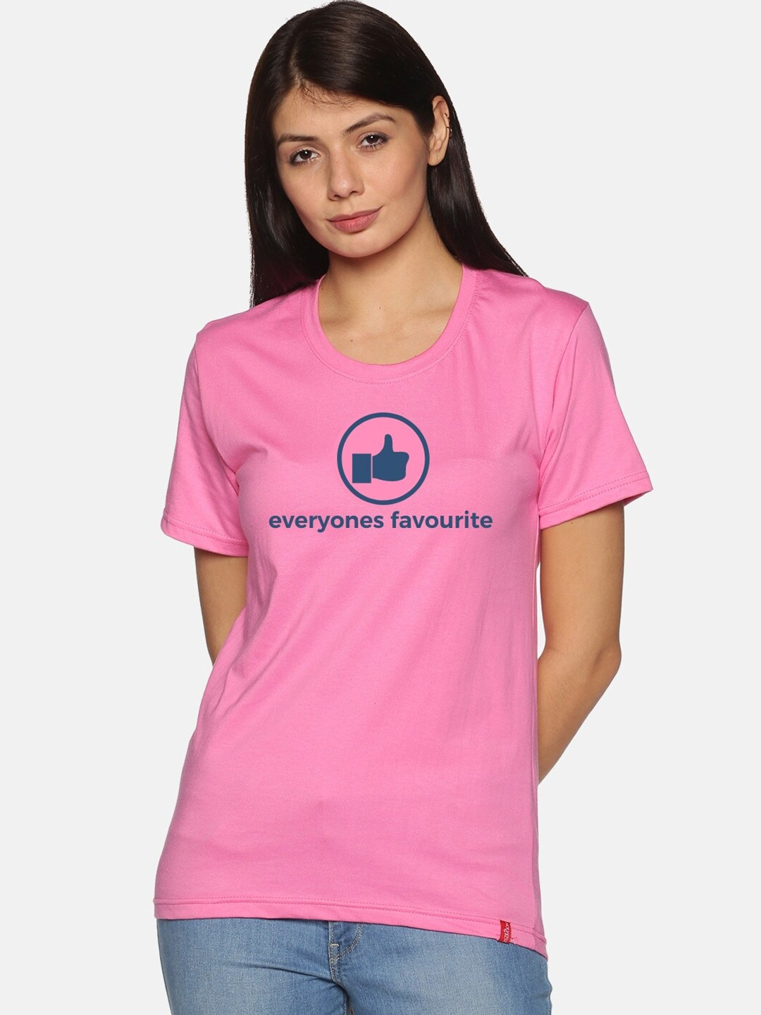 

NOT YET by us Women Pink Typography Printed T-shirt