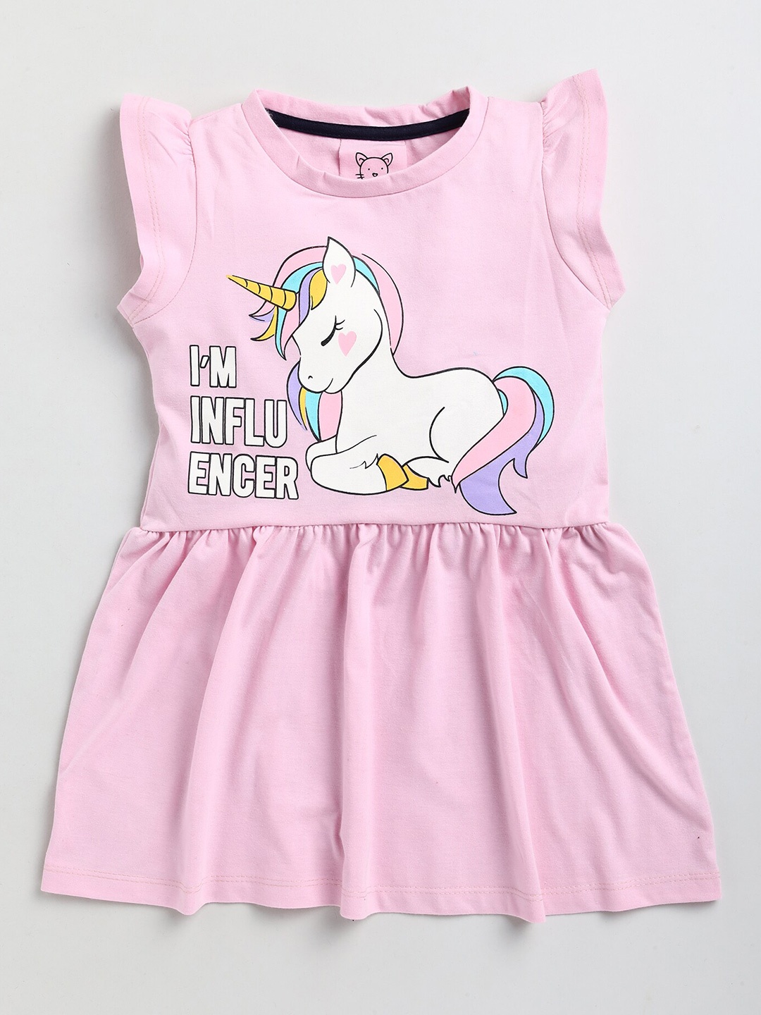 

Lazy Shark Girls Pink Printed Dress