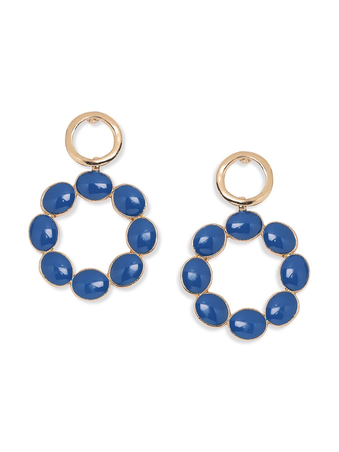 

Blisscovered Blue Circular Drop Earrings