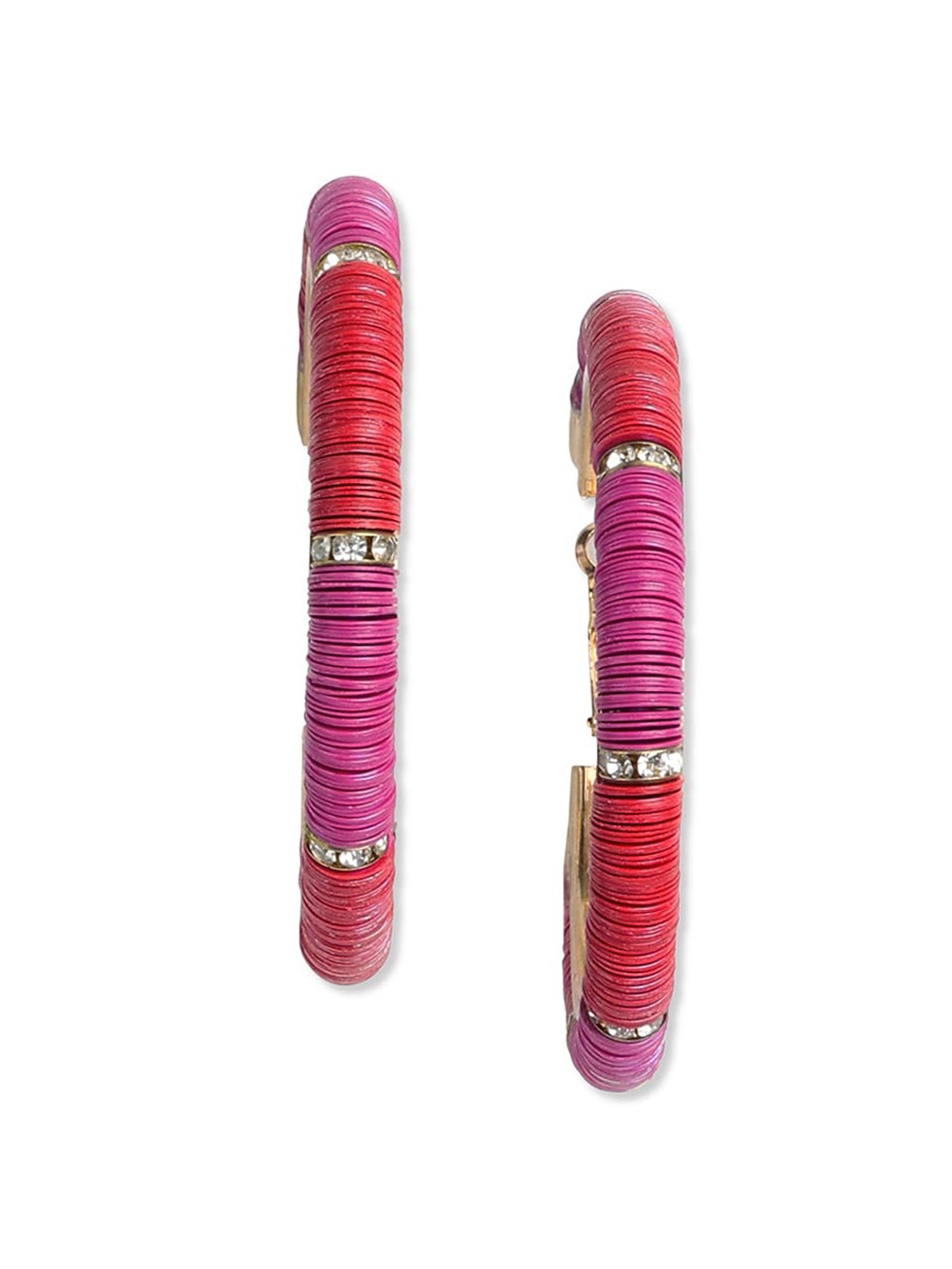 

Blisscovered Pink & Red Contemporary Hoop Earrings