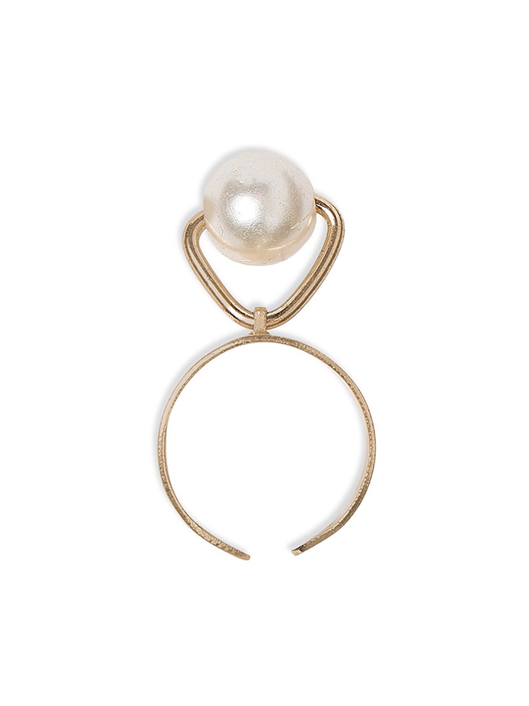 

Blisscovered Gold-Toned Pearl Adjustable Ring