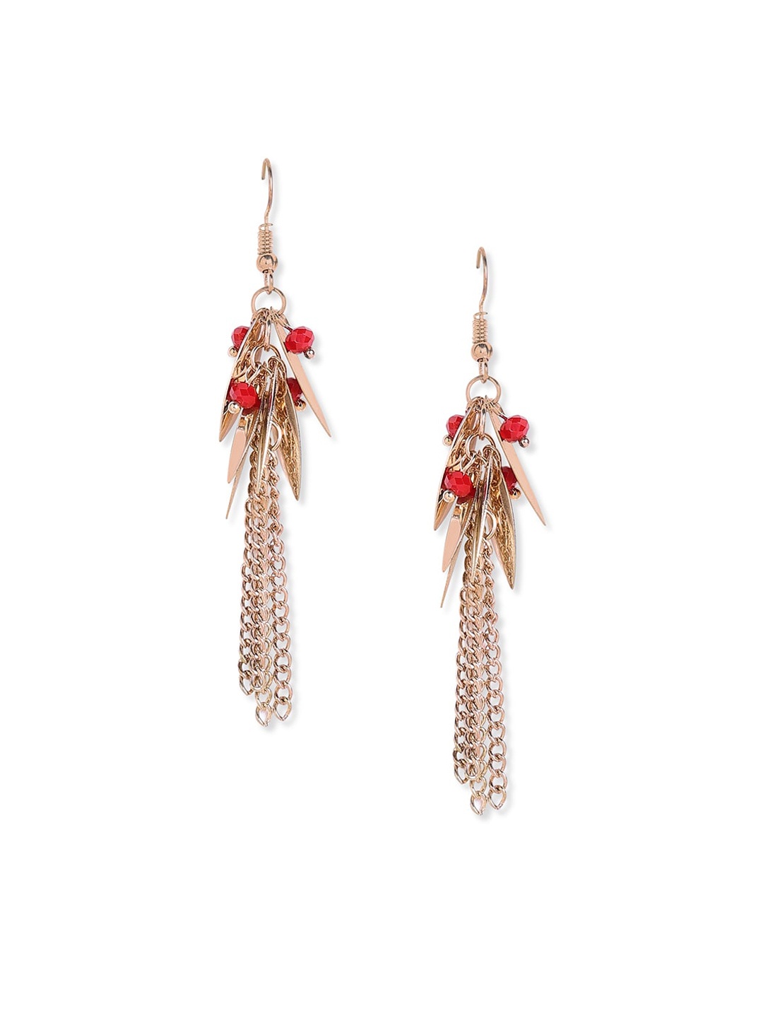 

Blisscovered Red & Gold-Toned Contemporary Drop Earrings