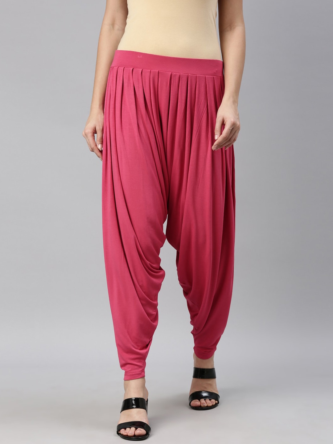 

Go Colors Women Pink Solid Patiala Pants