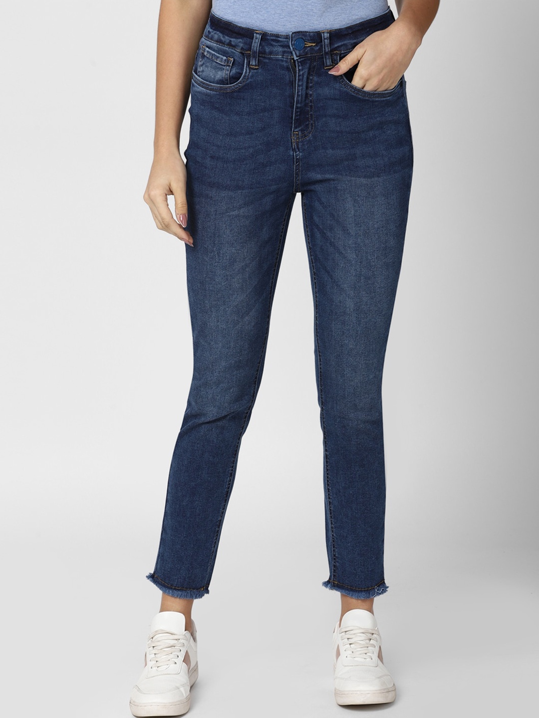 

Van Heusen Woman Women Navy Blue Skinny Fit Mildly Distressed Light Fade Jeans