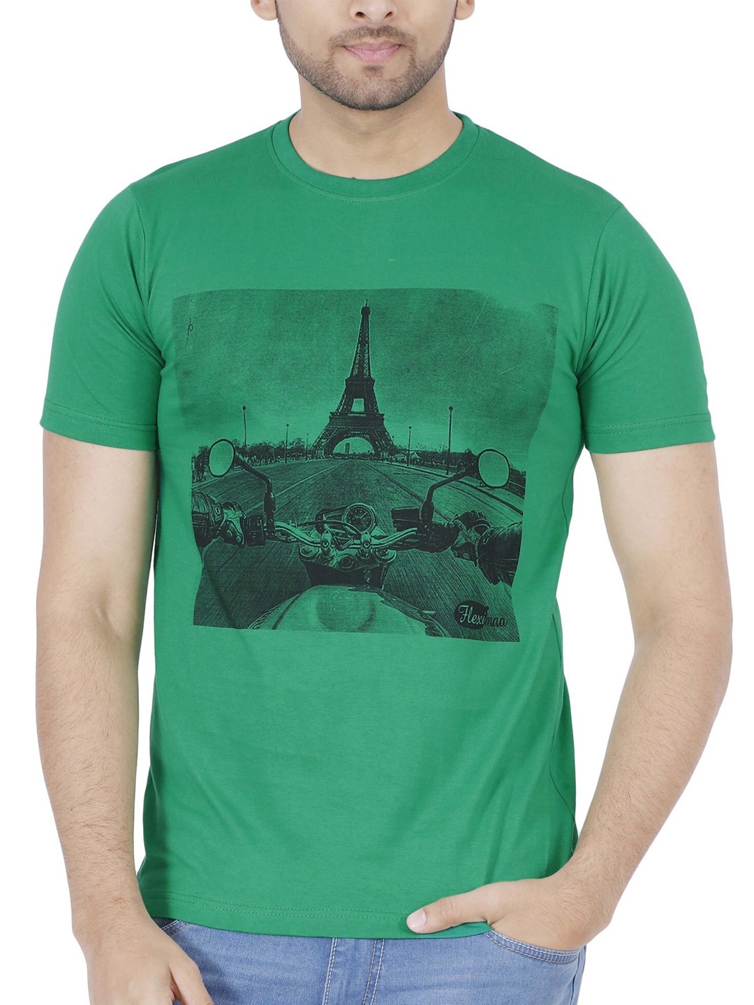 

Fleximaa Men Green Graphic Printed T-shirt