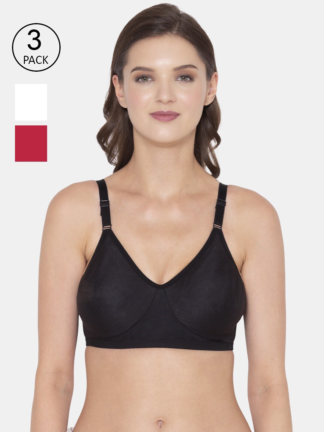 

Souminie Pack of 3 Cotton Everyday Bras, Black