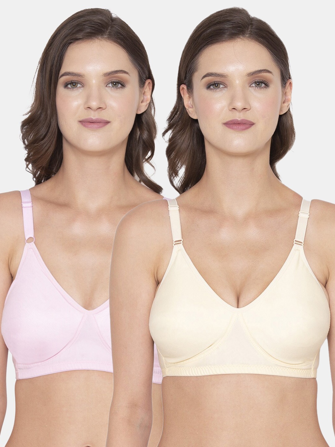 

Souminie Pack of 2 Solid Cotton Everyday Bras, Beige