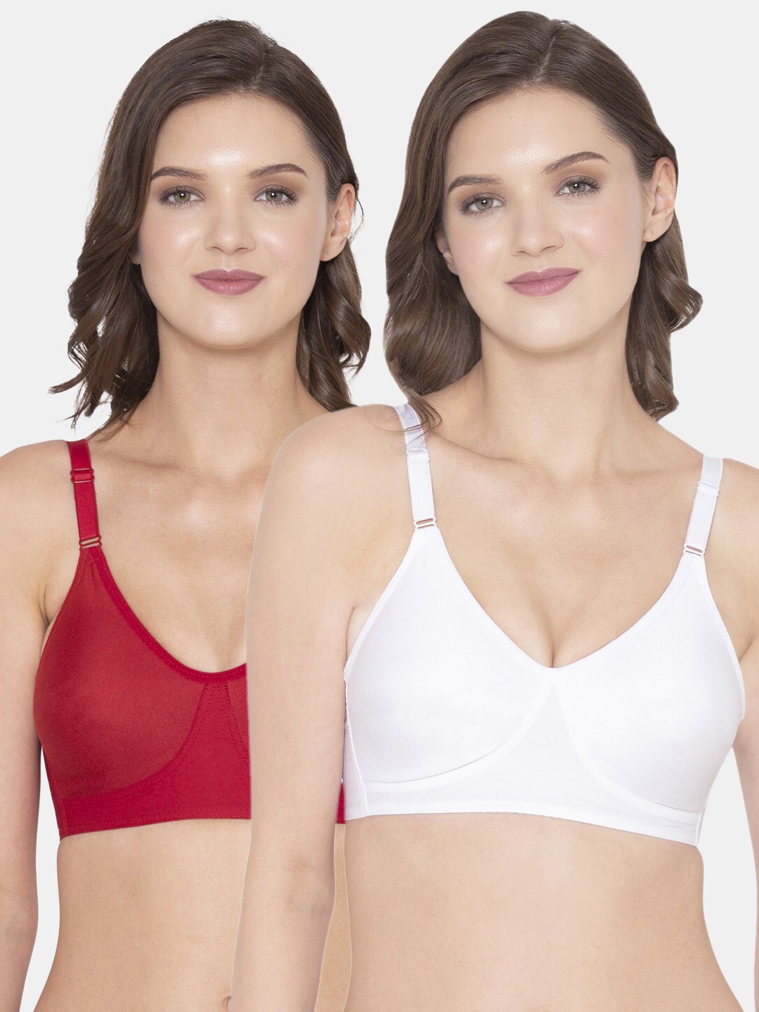 

Souminie Women's Cotton Seamless Bra-Classic Fit Pack of 2, White
