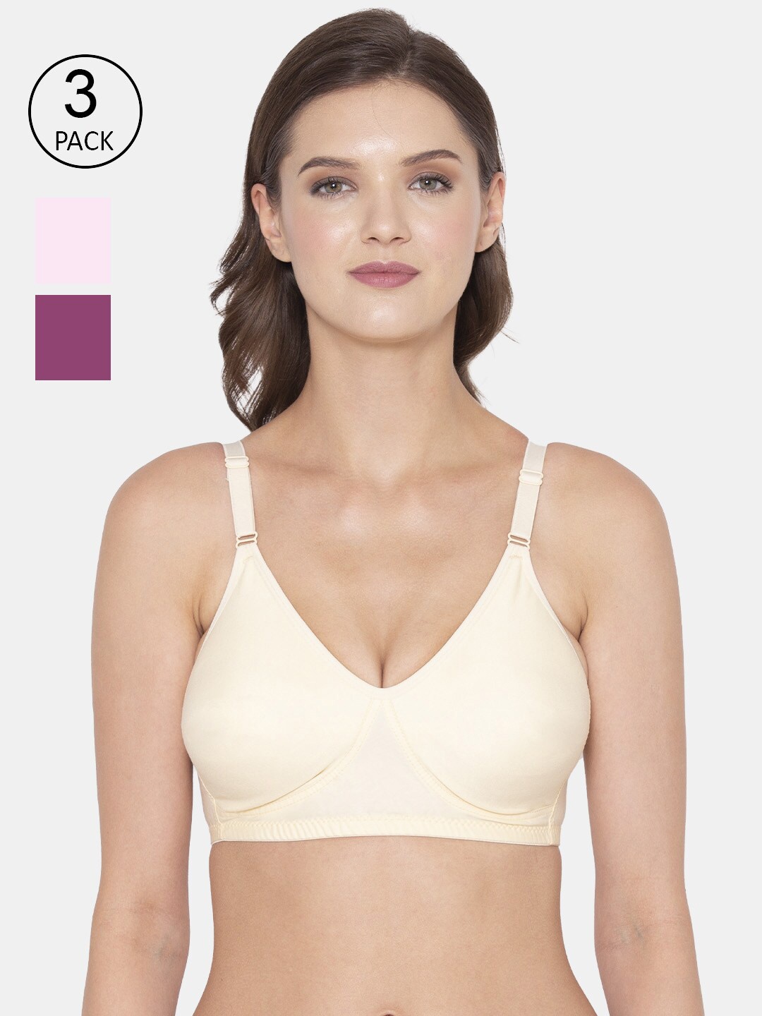 

Souminie Set Of 3 Non Padded Seamless Everyday Bra, Beige