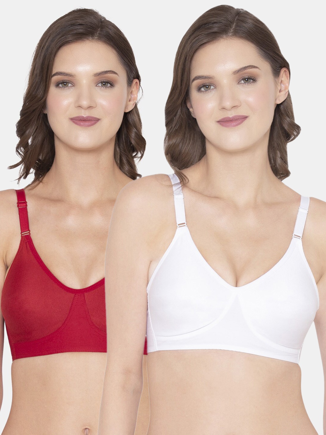 

Souminie White & Red Non-Padded Non-Wired Everyday Bra Pack Of 2