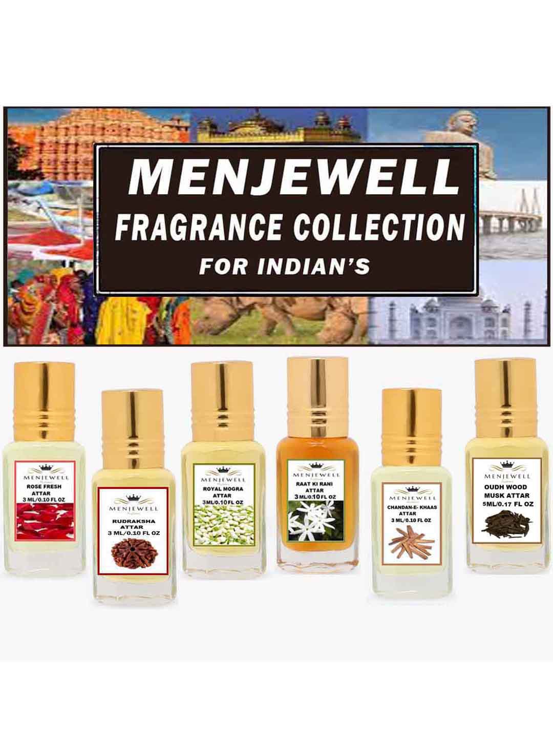 

Menjewell Set of 6 Premium Quality Fine Fragrances Perfume 3 ml each, Black