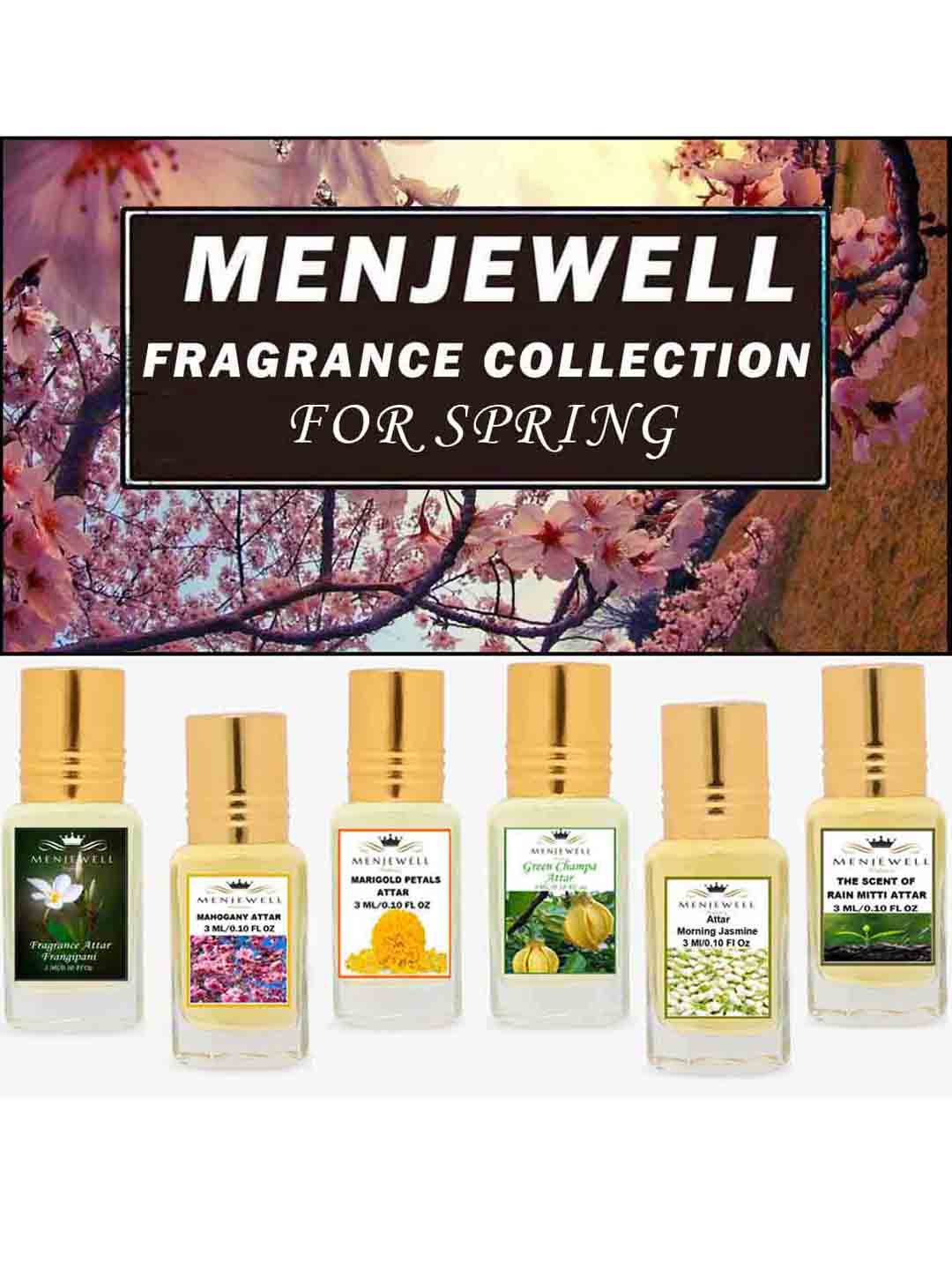 

Menjewell Set of 6 Fine Fragrance Attar - 3 ml Each, Black