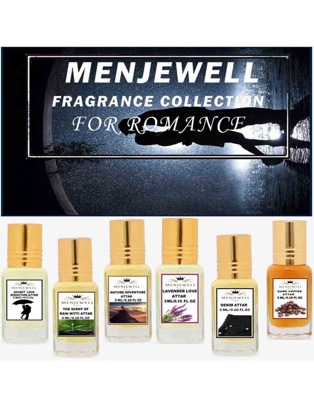 

Menjewell Set of 6 Fine Fragrance Attar - 3 ml Each, Black