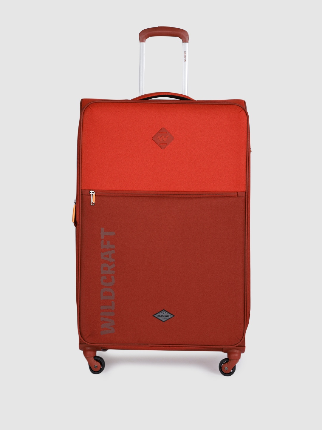 

Wildcraft Red & Rust Orange Colourblocked Large Expandable Trolley Suitcase