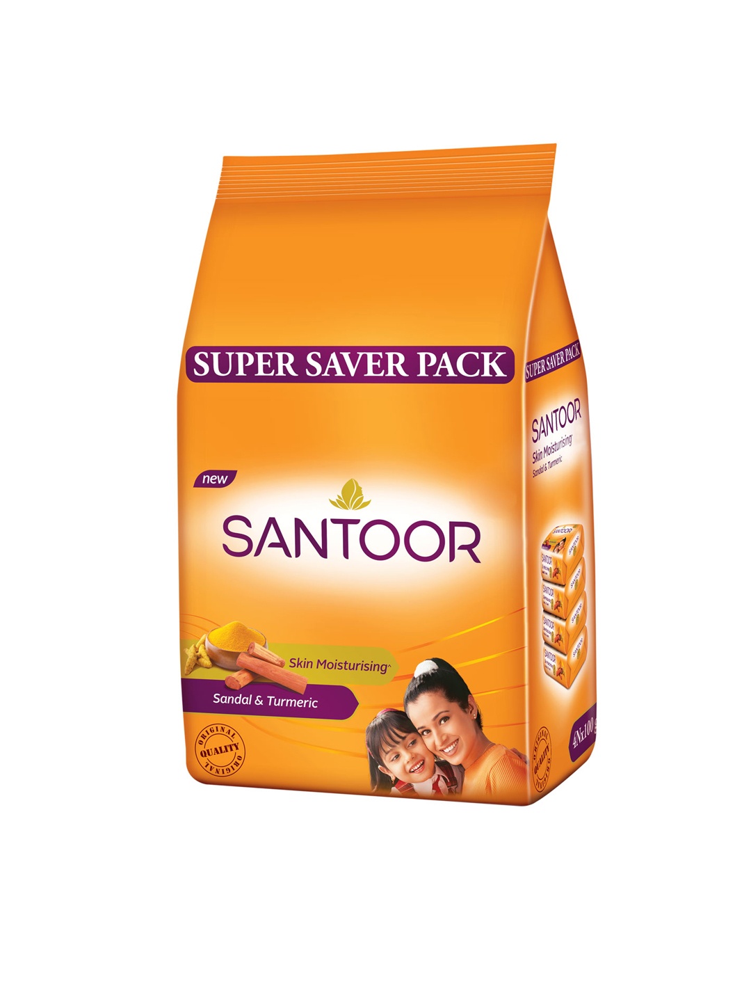 

Santoor Set of 4 Sandal & Turmeric Soap - 100 g each, Orange