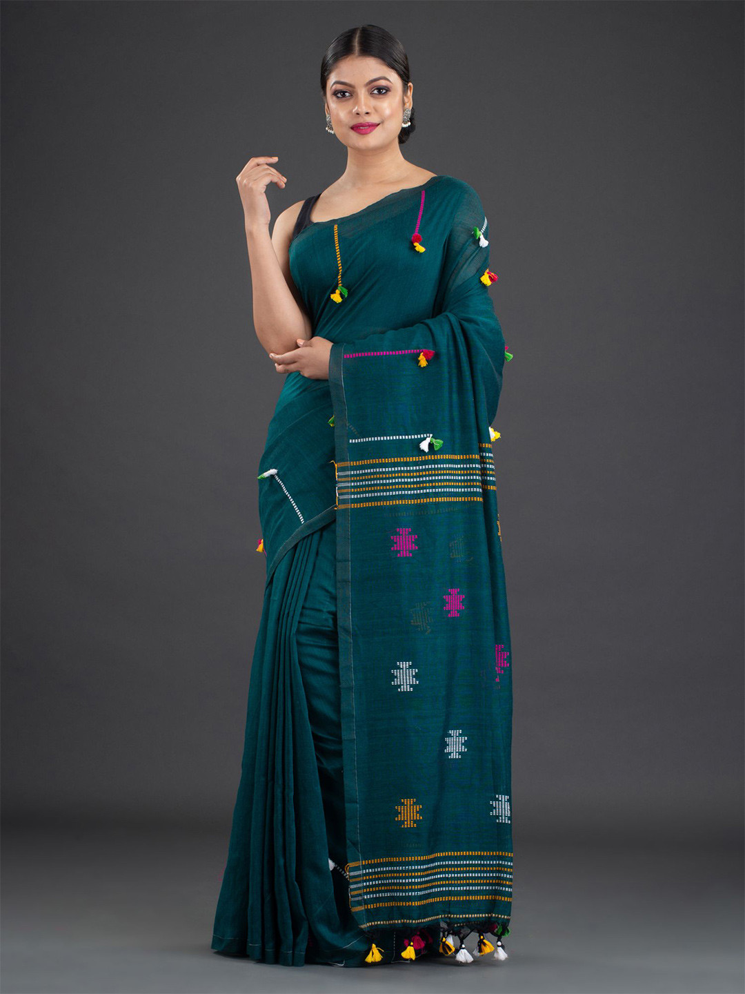 

Arhi Green & Pink Woven Design Pure Cotton Saree