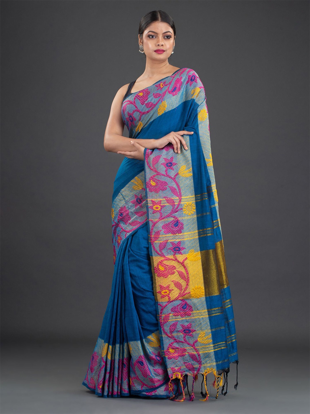 

Arhi Blue & Pink Woven Design Pure Cotton Saree