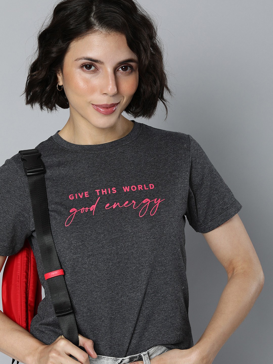 

Harvard Women Charcoal Typography Printed T-shirt