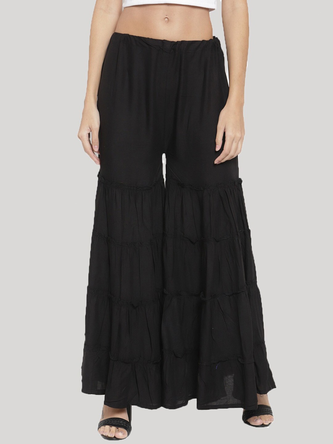 

Clora Creation Women Black Flared Ethnic Palazzos